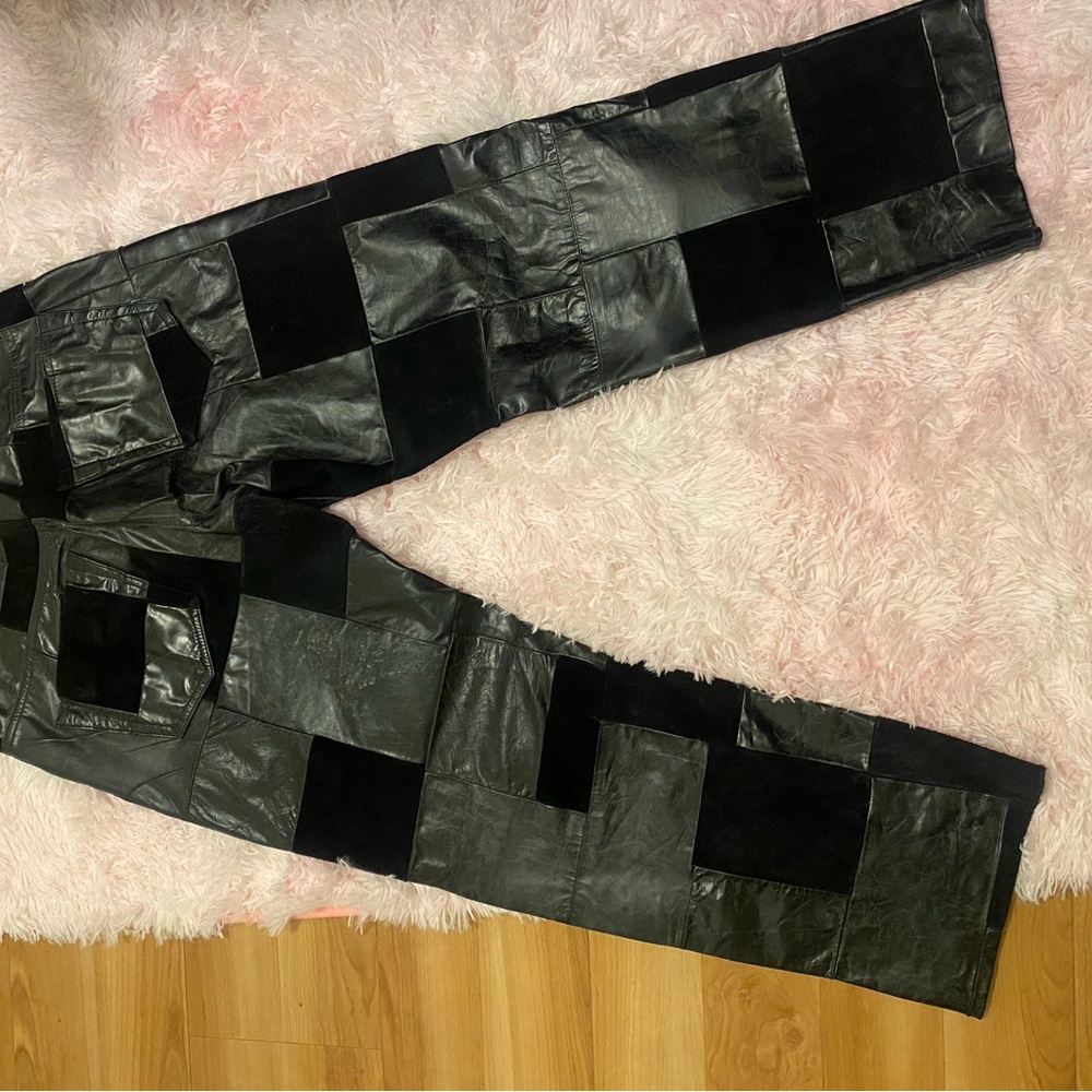 Bc Ethic Leather Patchwork Pants - image 4